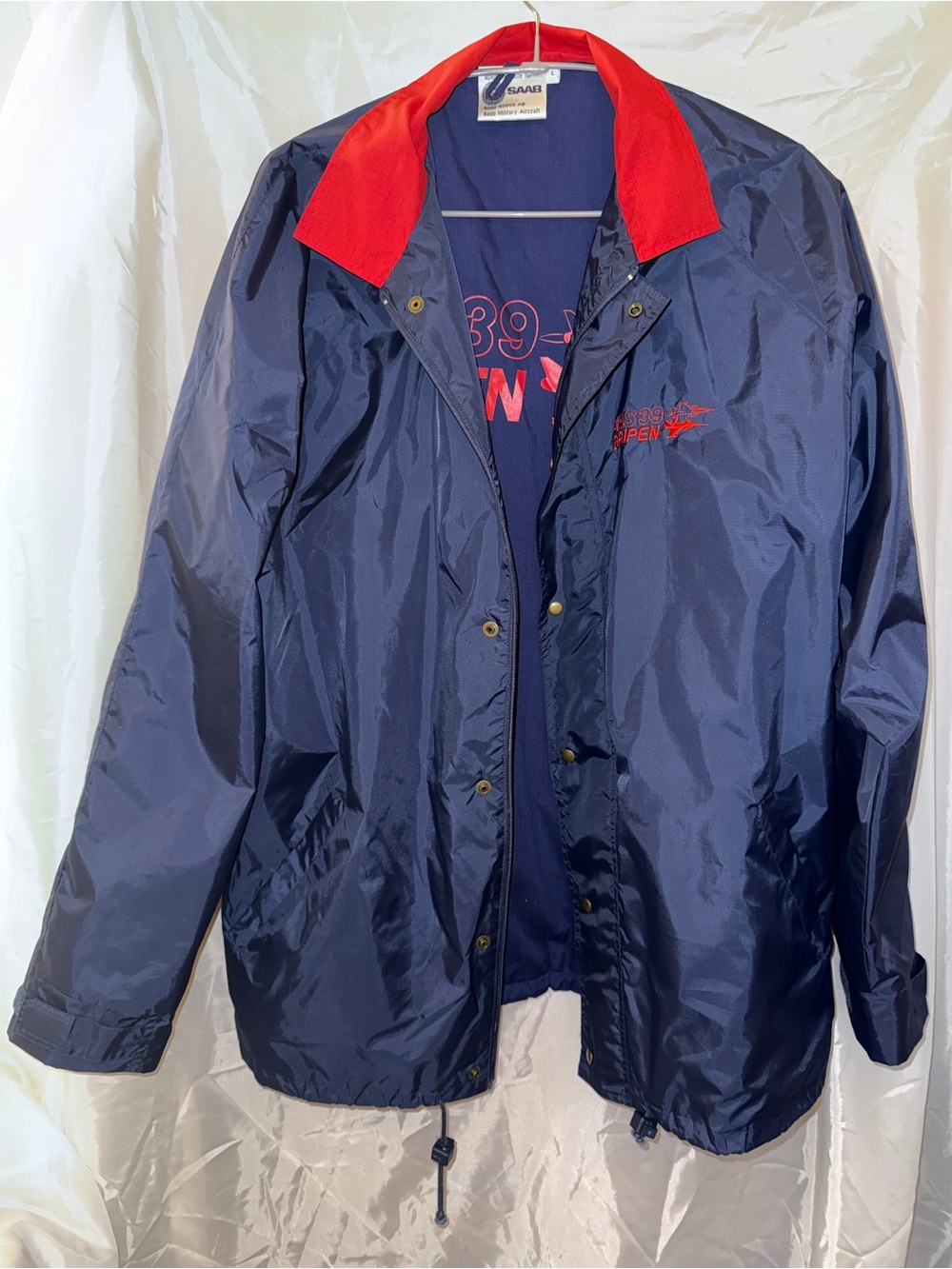 Men’s Navy Rain Jacket with Red Contrast Collar